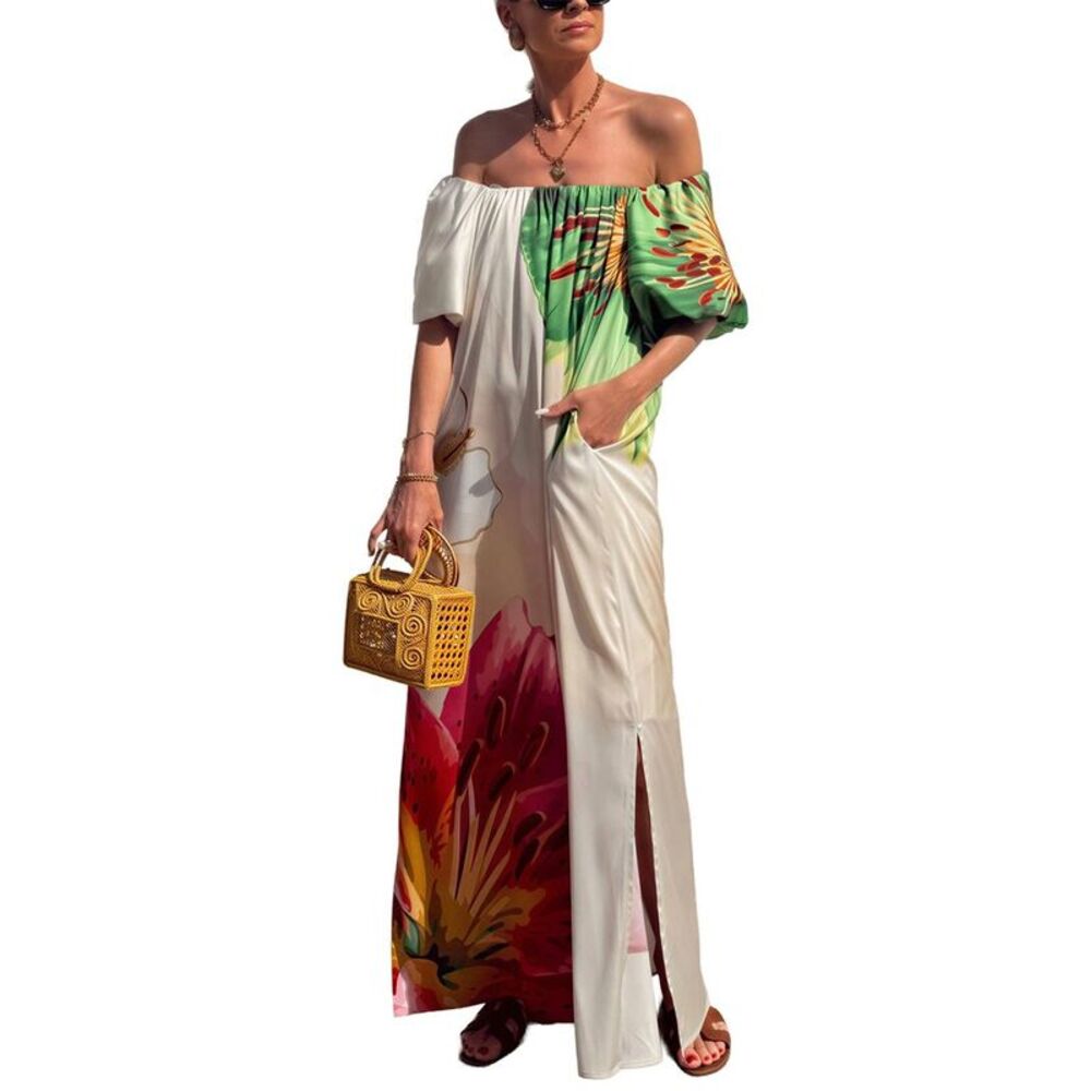 Oloey Womens Off-The-Shoulder Maxi Dress